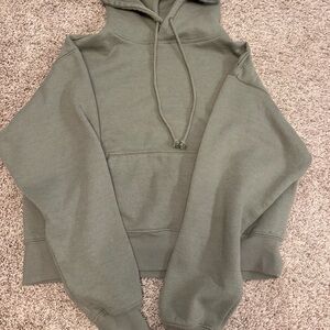 Women's Olive Green cropped Hoodie